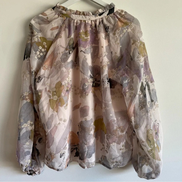BTFL-Life pink metallic long sleeve blouse size small - Picture 9 of 9